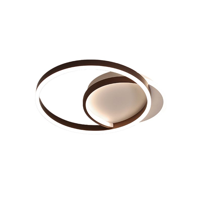 Gold / Coffee Double Hoop Flush Ceiling Light Modern 16 "/19" Largeur LED Flush métallique Monter Fixture à chaud / Lumière blanche pour la chambre