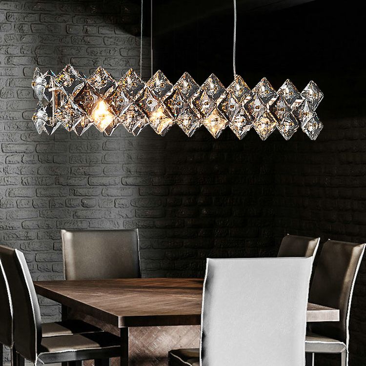 Modern 4/6-Light Golden Kitchen Island Lighting Crystal Island Pendant Lighting