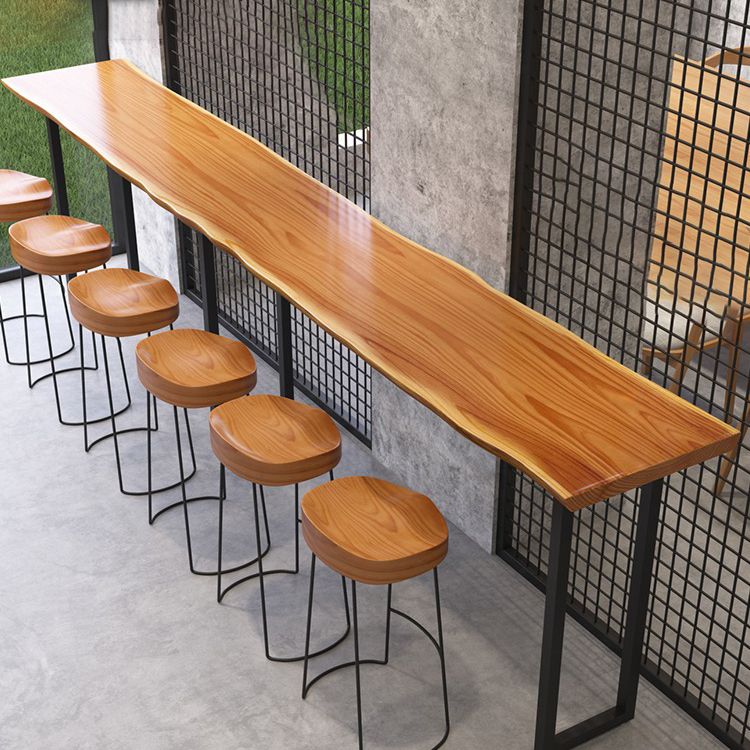 Industrial Solid Wood Bar Table Set 1/2/3/7 Pieces Counter Table with Backless Stools