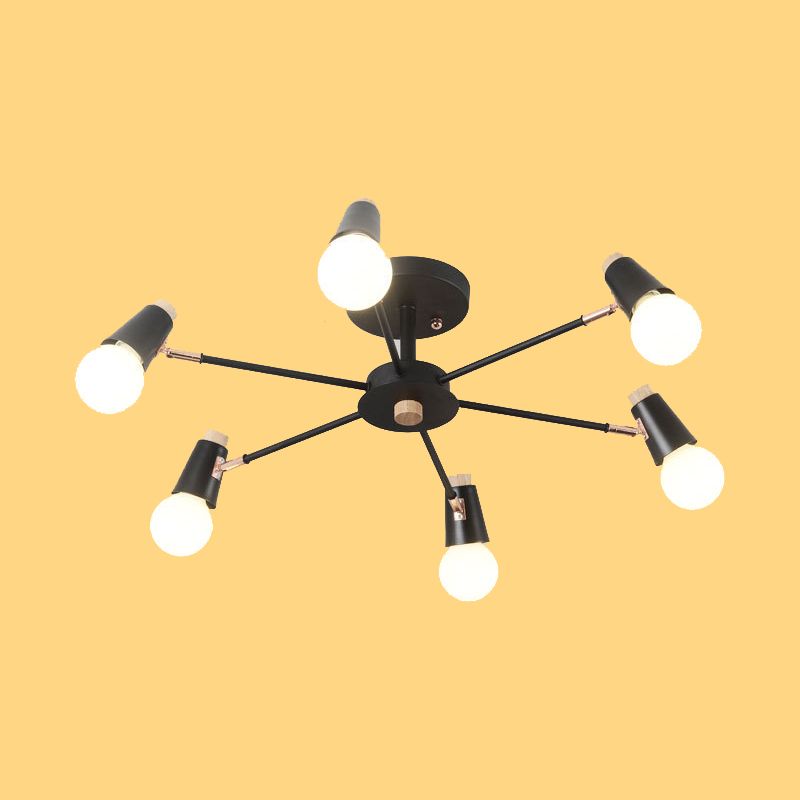Industrial Multi-Light Ceiling Light Wrought Iron Semi Flush Mount for Living Room