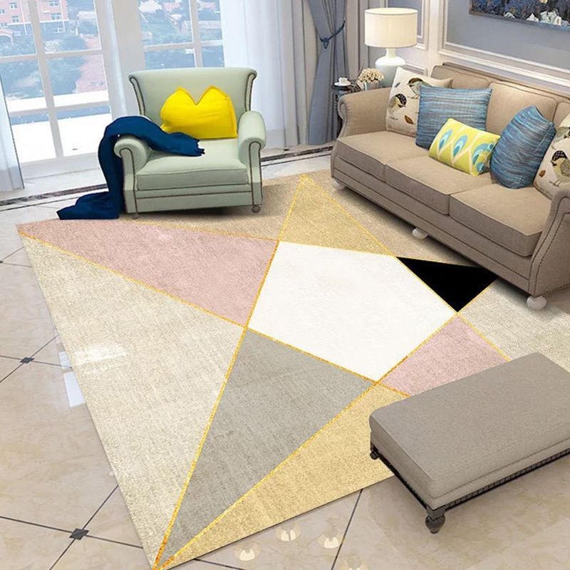 Multicolored Scandianvian Rug Polyster Geo Printed Indoor Rug Anti-Slip Backing Stain-Resistant Area Carpet for Decor