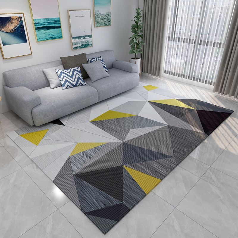 Chic Geometric Colorblock Print Rug Multi Colored Modern Rug Polyester Machine Washable Non-Slip Backing Pet Friendly Rug for Room