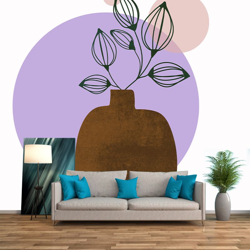 Tropical Plant Illustration Mural Mildew Resistant Wallpaper Sleeping Room Wall Mural