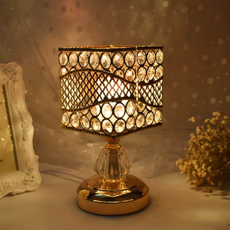 Cilinder/ronde/vierkante nachtlampje modernisme kristal ingelegde enkele lamp goud nachtkastje lamp