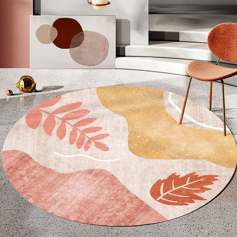 Round Multicolor Nordic Area Rug Polyester Abstract Rug Stain Resistant Indoor Rug for Living Room