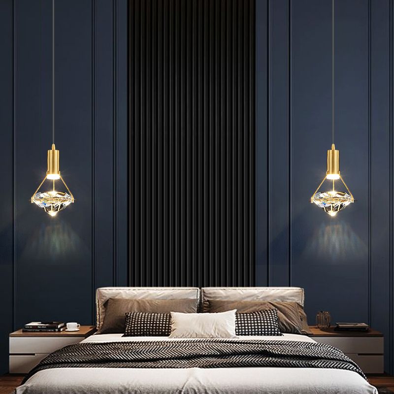 Gold Contemporary Hanging Light Kit Crystal Ceiling Light for Dining Room