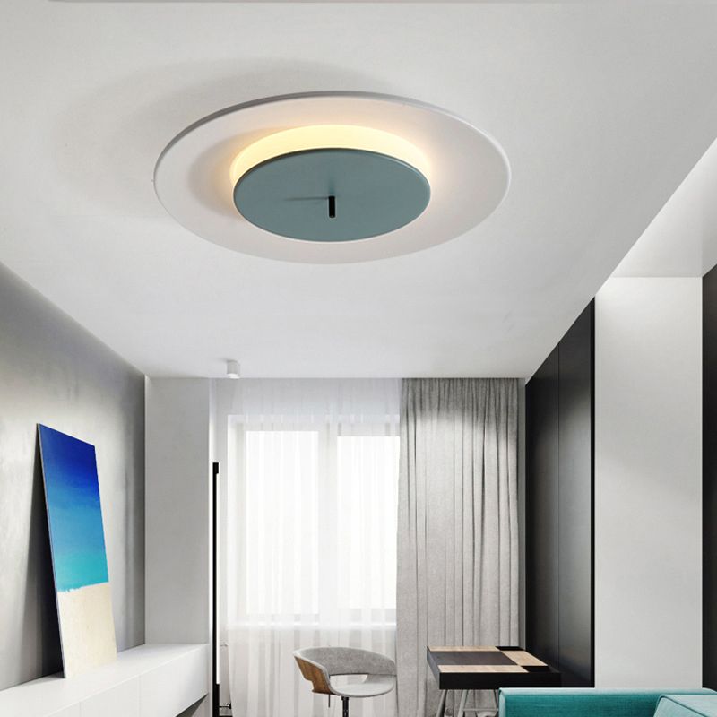 Acrylic Circular LED Ceiling Fixture in Modern Nordic Style Lacquered Iron Macaroon Flush Mount