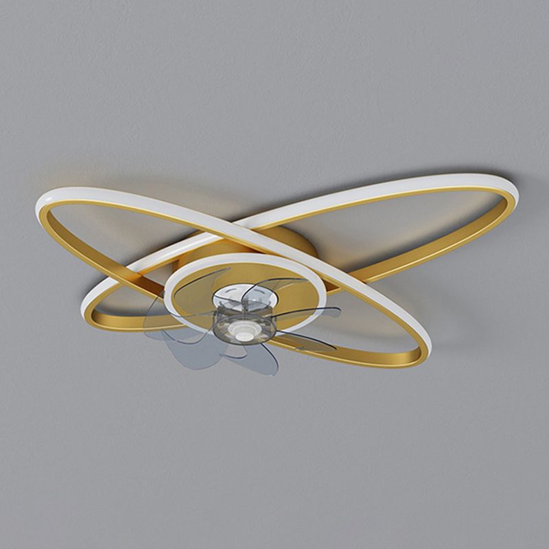 Oval 3 - Light LED Fan Light in Black / Gold Modern Ceiling Fan