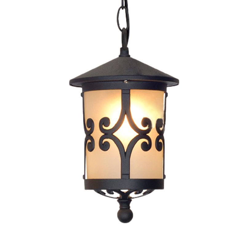 Clear/White Glass Coffee Pendant Lantern 1 Bulb Countryside Suspended Lighting Fixture for Balcony