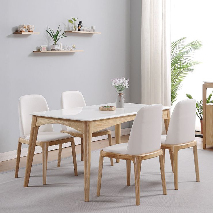 Simple Style Marble Dining Table 4 Legs Base Rectangle Table for Kitchen