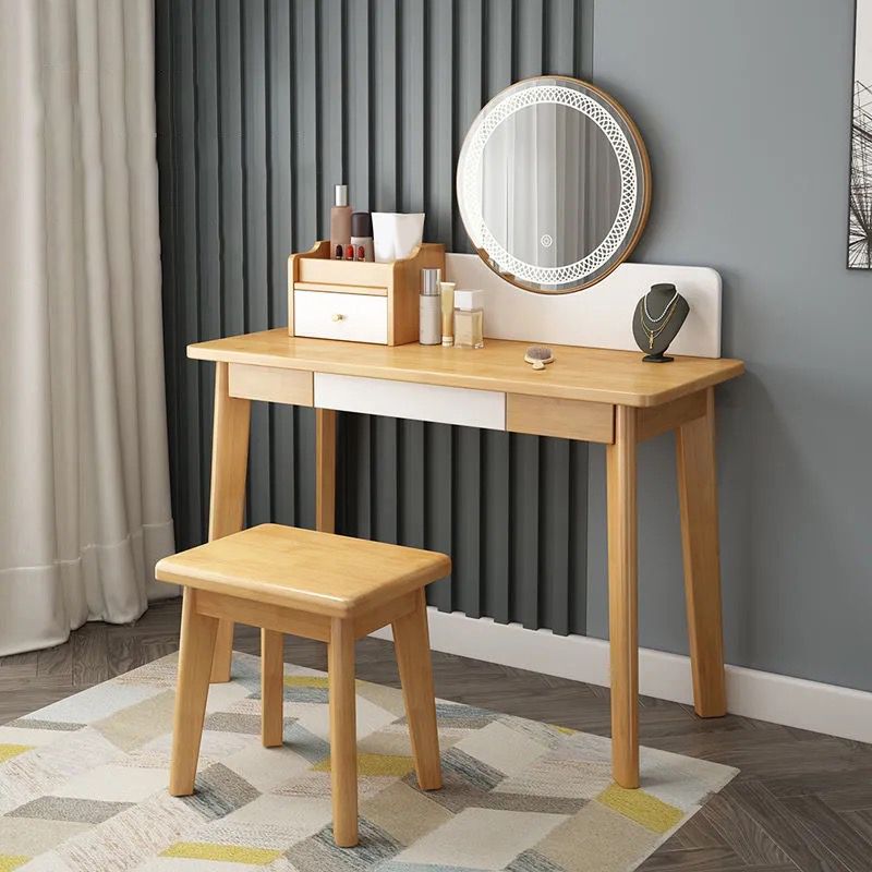 51.1" Height Wood Makeup Vanity Set with Drawers and Mirror for Bedroom
