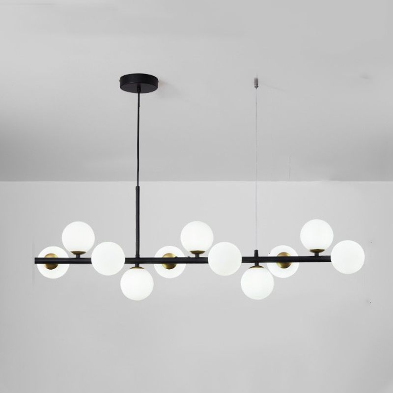 Modern Metal Ceiling Light Ball Shape Pendant Lamp with Glass Shade for Living Room