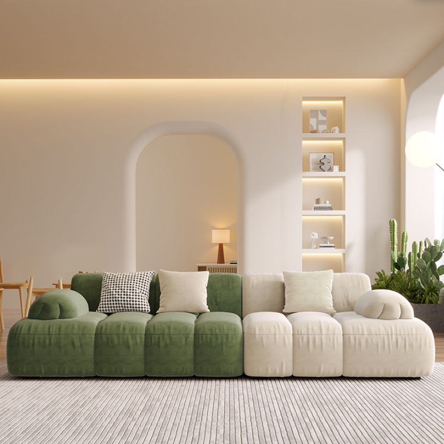 Scandinavian Seating Faux Leather Green Tufted Recessed Arm Living Room