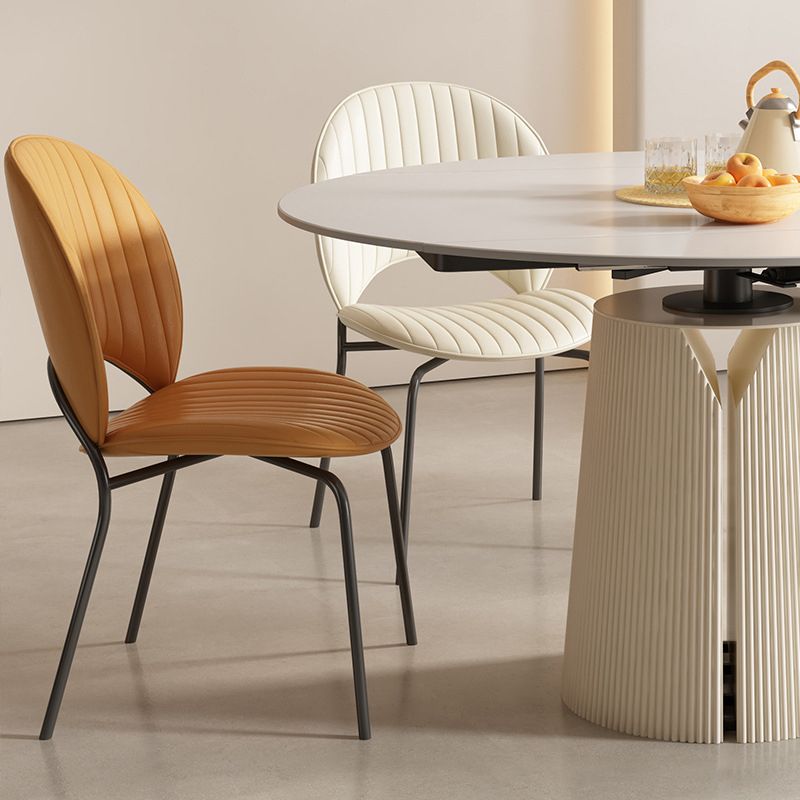 Indoor-Outdoor Curved Side Chair Open Back Dining Upholstered Chair