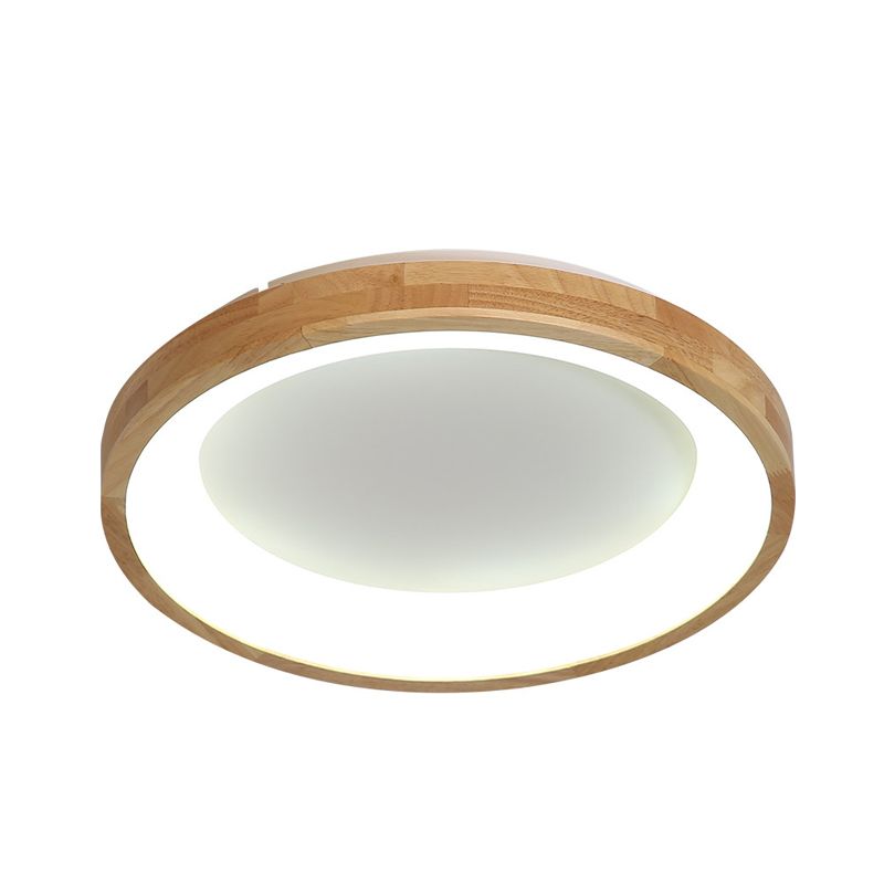 12"/16"/19.5" Wide Dented Circular LED Flush-mount Light Nordic Style Wood and Acrylic Ceiling Light for Hallway