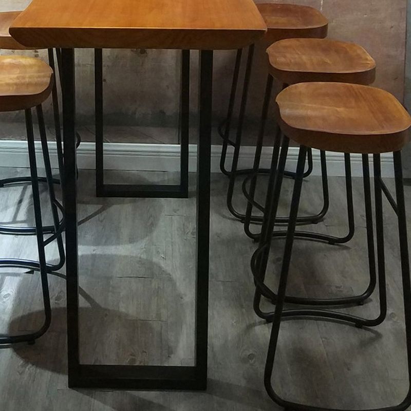 Indoor Modern Bar Pub Table Set 1/2/3/4/6 Pieces Solid Wood Pub Table Set in Natural