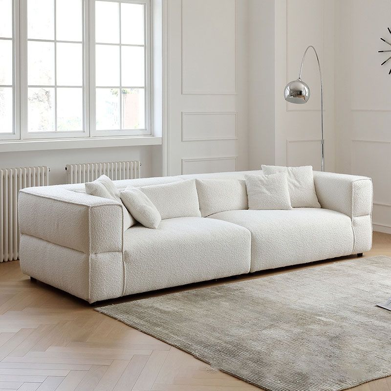 Modernism Sewn Pillow Back Sofa Tuxedo Arm Sofa with 4 Pillows