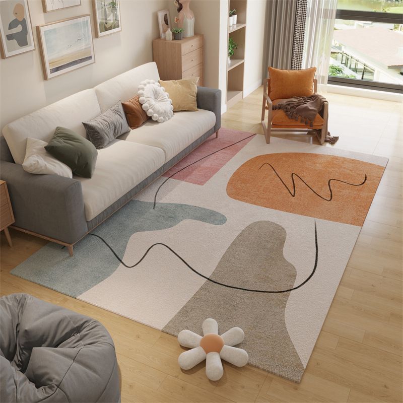 White Nordic Carpet Polyester Graphic Carpet Stain Resistant Carpet for Living Room