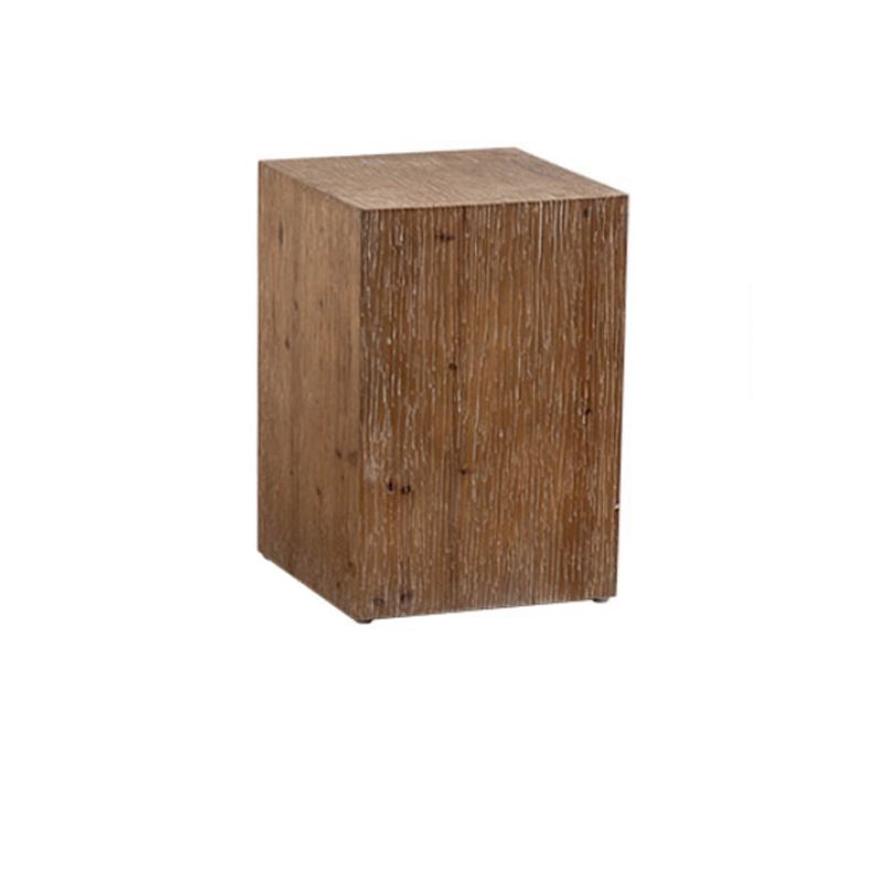 French Country Wood Block Side Table Square End Table, 11.8 inch Wide