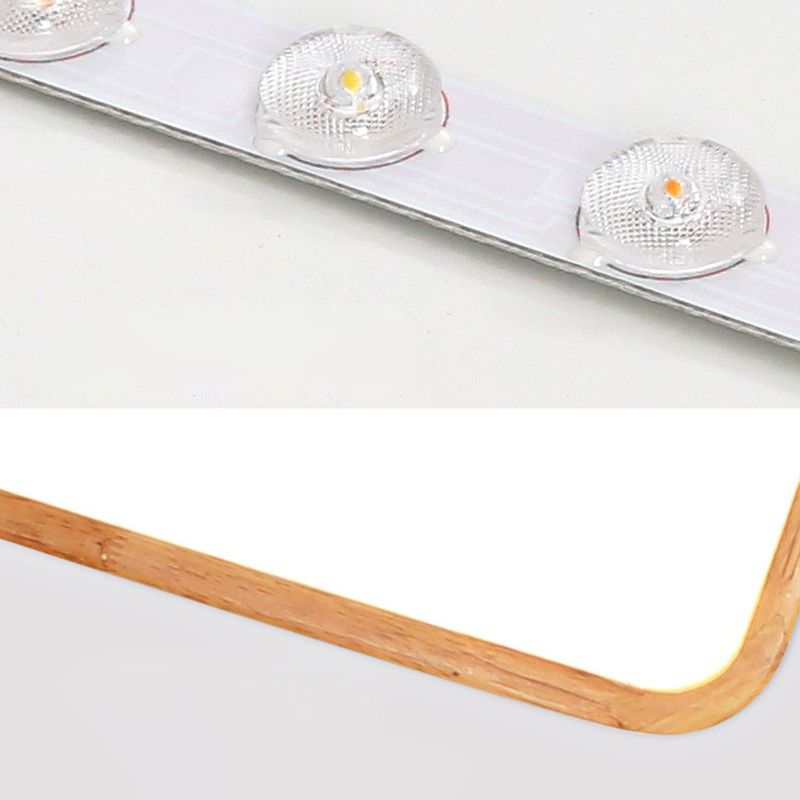 Moderne rechteckige Unterputz-Deckenleuchte Leuchtmittel Holz LED-Schlafzimmer Flush Mount Deckenleuchte in Beige