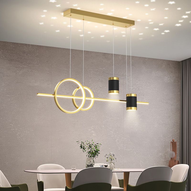 Contemporary Style Linear Island Lighting Ideas Metal 5- Light Island Pendant Lights