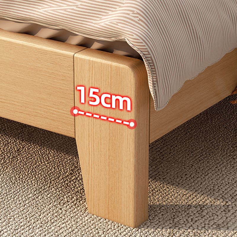 Contemporary Natural Pine Wood Panel Rectangular Mattress Included Panel Bed