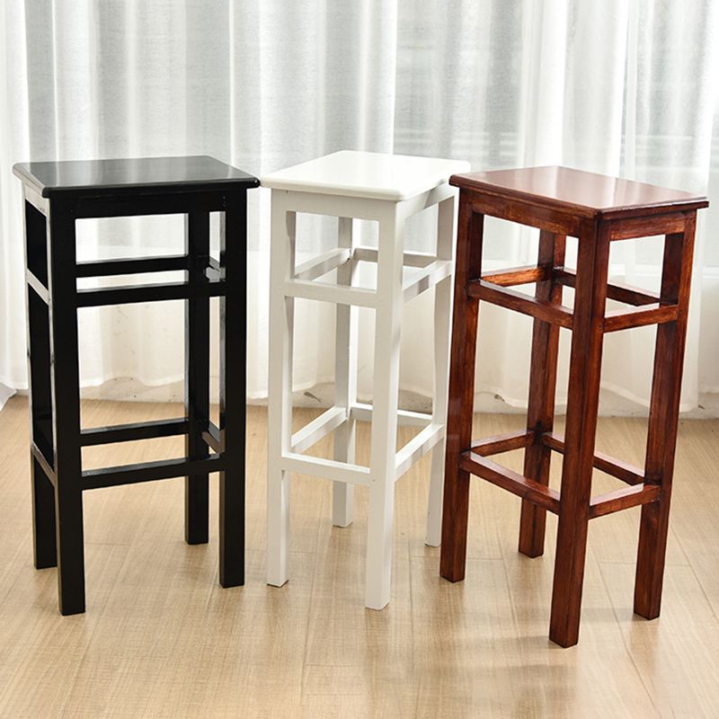 Modern Armless Stackable Counter Stool Wood Study Bar Stool with Wooden Seat and Pedal