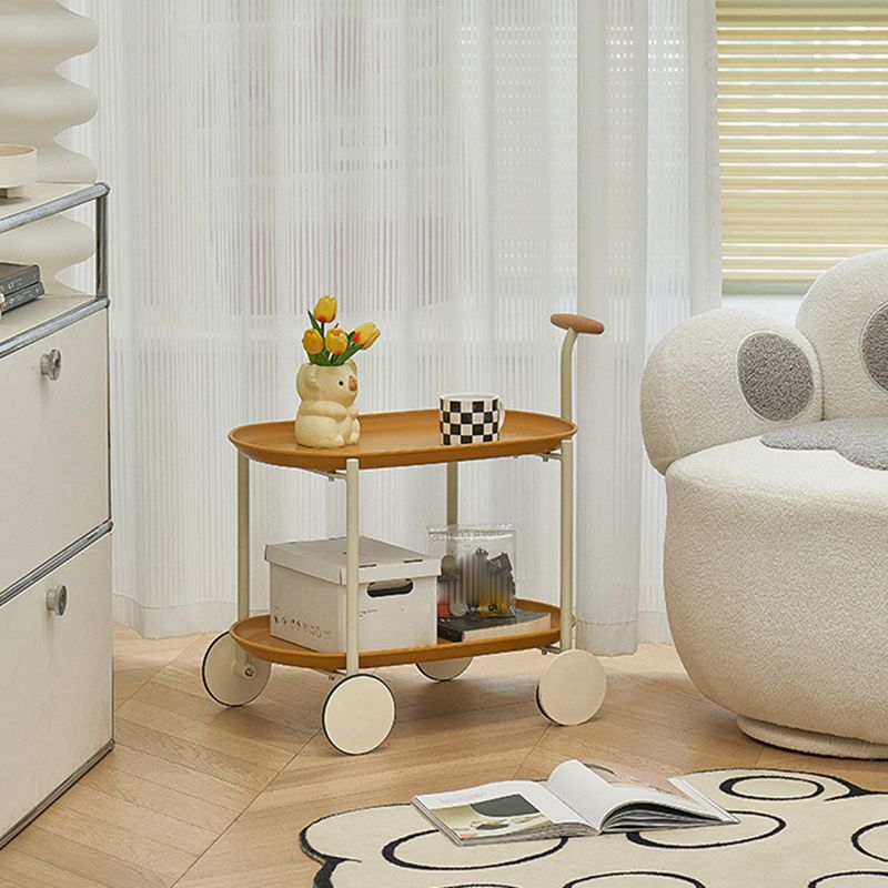 Tray Top Corner Table with Storage and Wheels Accent Side Table