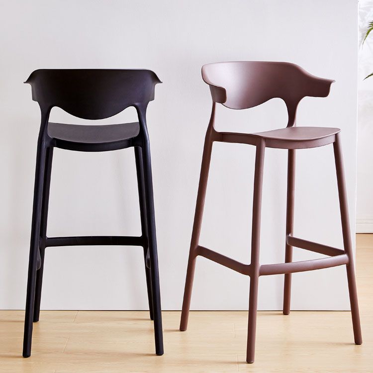 Scandinavian Plastic Barstool Low Back Counter Stool Footrest Furniture