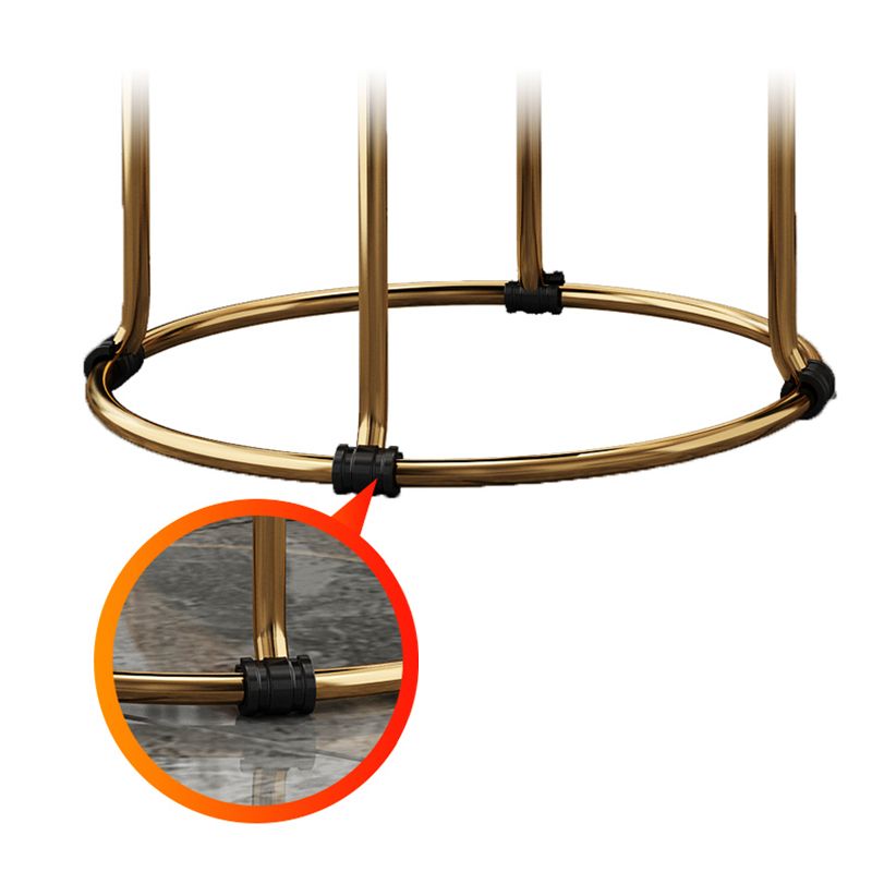 Contemporary Ottoman Fabric Upholstered Metal Frame Solid Color Round Ottoman