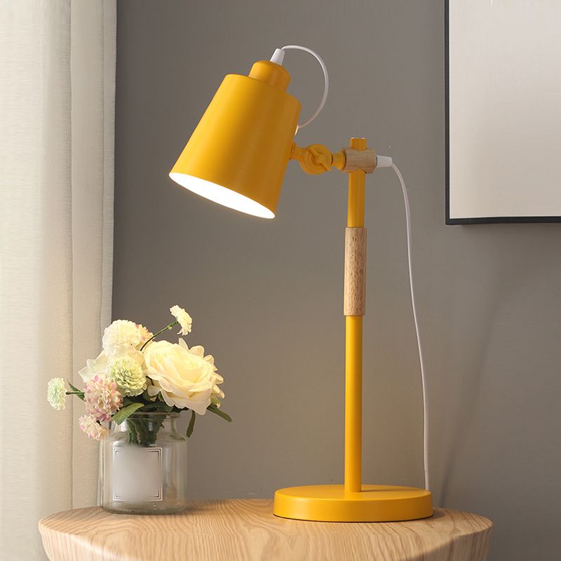 Modern Style Conical Night Table Lamp Metal Single Light Table Light