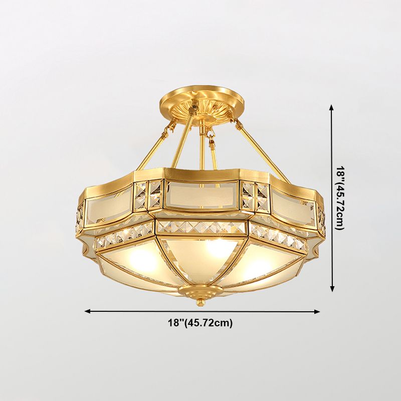 Plafonniers en cuivre de style colonial d'appareils d'éclairage de plafond affleurants de tambour
