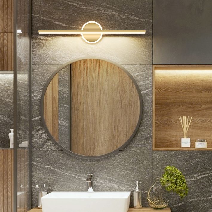 Minimalism Vanity Light Fixtures Straight Bathroom Mirror Lamp in Gold