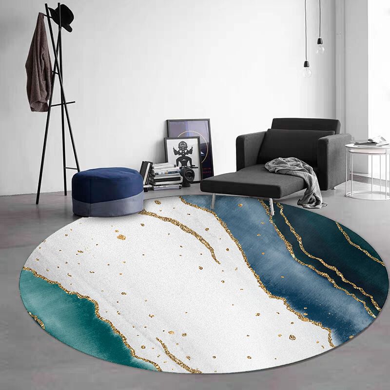 Green Black Graphic Rug Polyester Modern Rug Non-Slip Backing Rug for Living Room