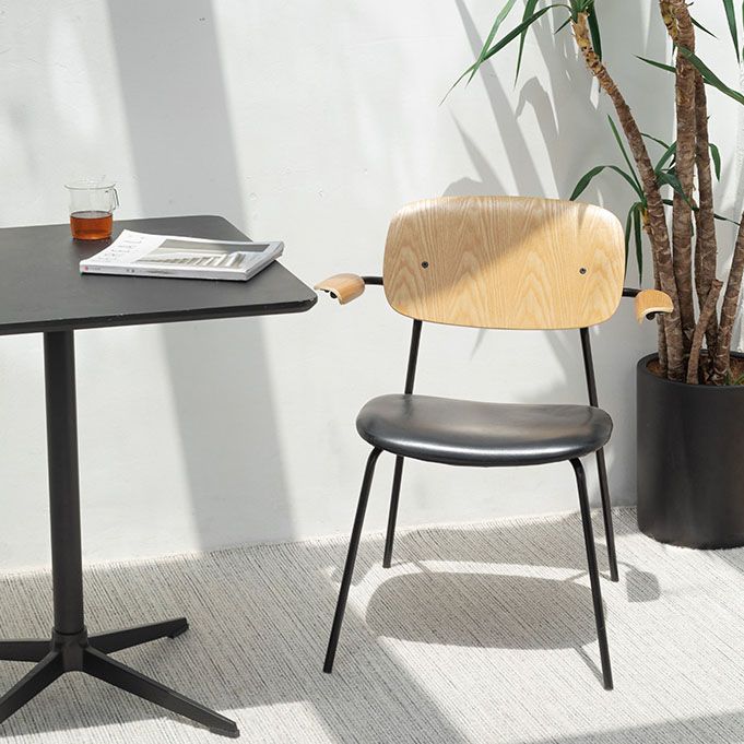 Sillón de comedor contemporáneo de madera maciza, sillón con respaldo abierto para cocina