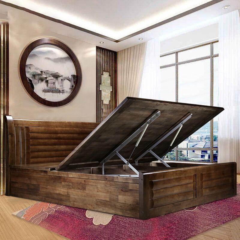 Traditional Solid Wood Standard Bed Storage Bed with Headboard