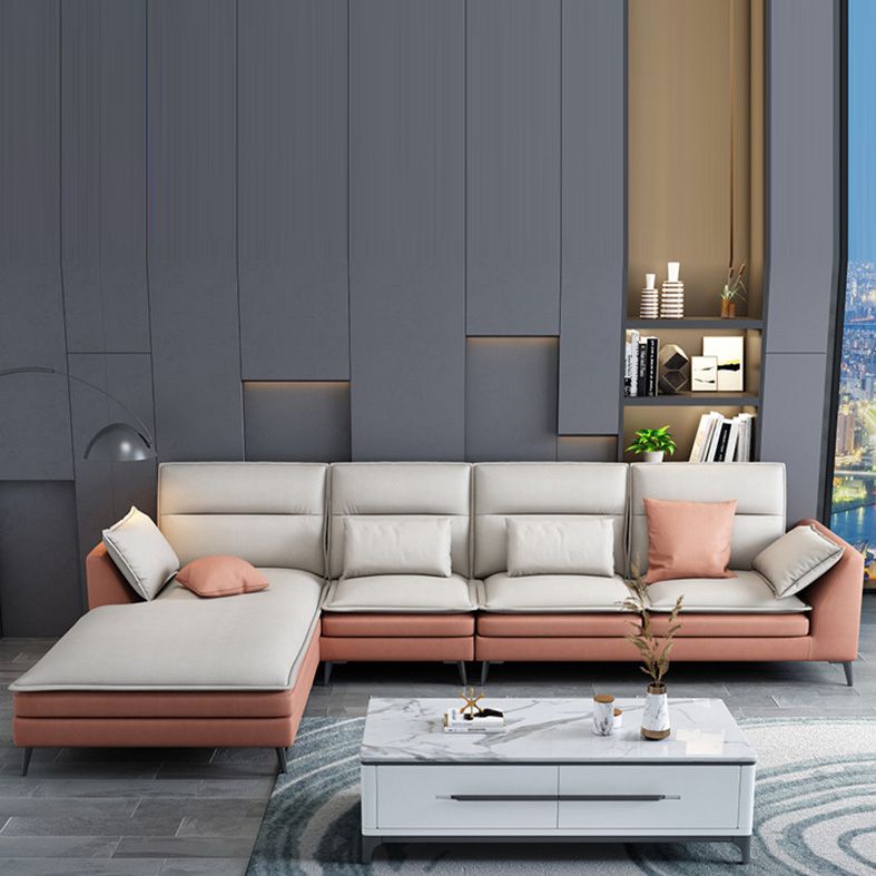 68" Wide Scandinavian Sectional Sofa Cushion Back 4 Pillows Sleeper Sectional