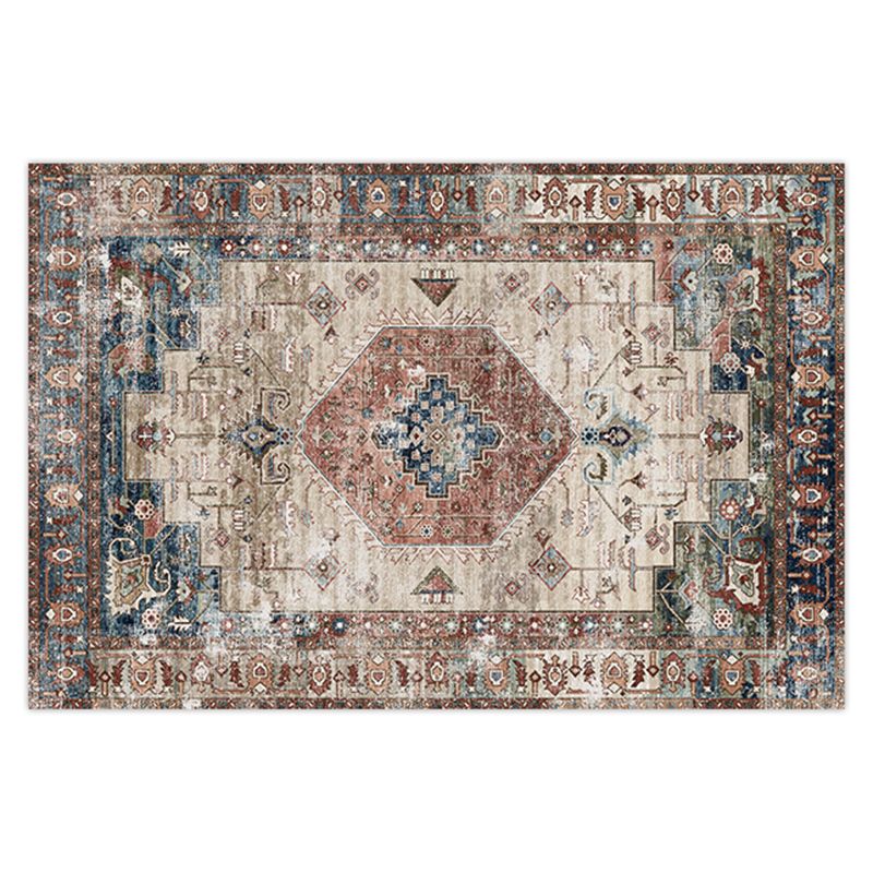 Mehrfarbiger ethnischer Print Teppich Polyester Retro Teppich Anti-Rutsch-Rücken-Innenteppich für die Heimdekoration