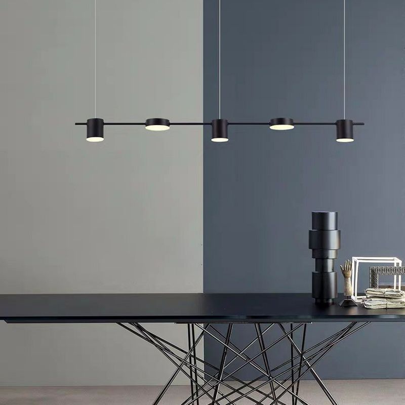 Minimalist Linear Island Lighting Metal 5-Light Dining Room LED Hanging Pendant Light