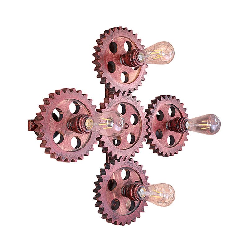 4 Lichter Zahnrad Wandbeleuchtung antike stilvolle dunkle rostelötzliche Lampenlampe für das Restaurant