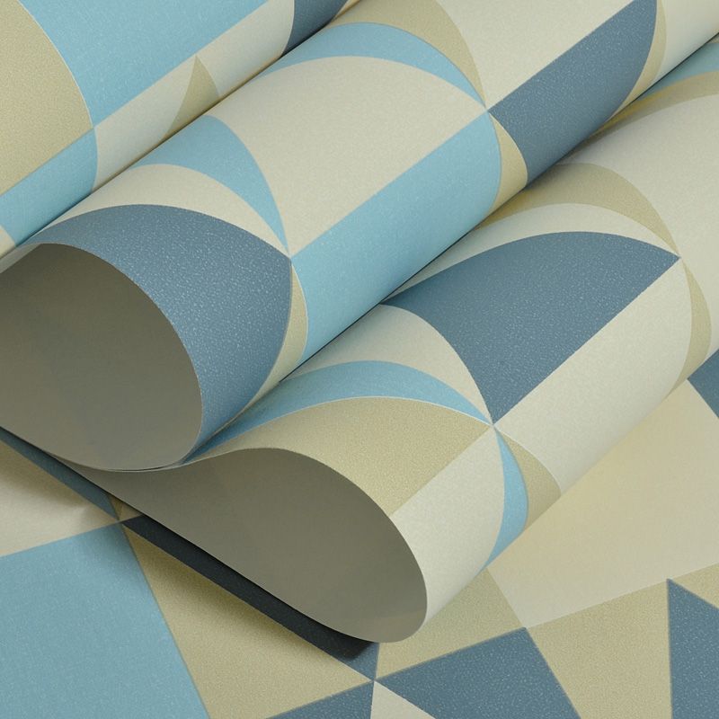 Minimalist Harlequin Wallpaper Roll in Blue and Yellow Home Decorative Wall Covering, 33' by 20.5"