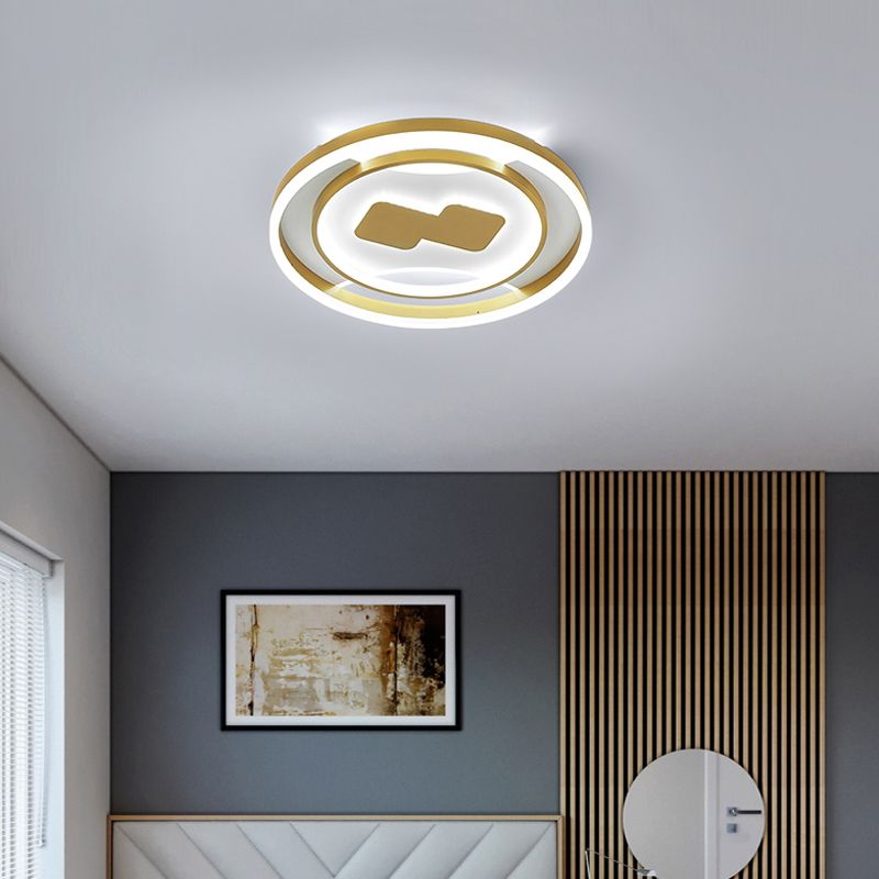16"/19.5" Wide Ring Flush Mount Modern Acrylic Gold LED Ceiling Fixture in Warm/White Light