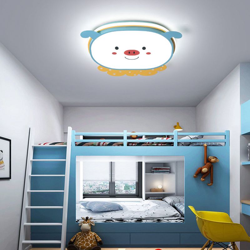 Cartoon Metal LED Flush Mount Light Fixture Cartoon Pig Flush Mount Spotlight for Kids Bedroom