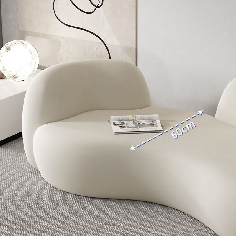 Contemporary White Microfiber 29.52" H Curved Tuxedo Arm Sofa