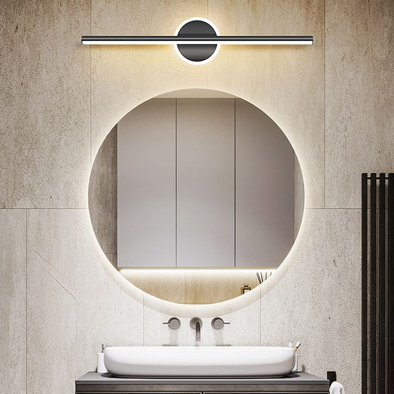 Black Strip Minimalist Mirror Light Nordic Style 1 Light Vanity Light for Bedroom