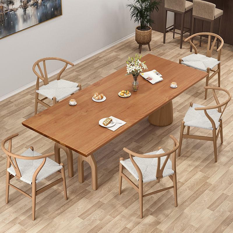 Modern Pine Wood Table for Restaurant Rectangle Dining Table with 3 Legs
