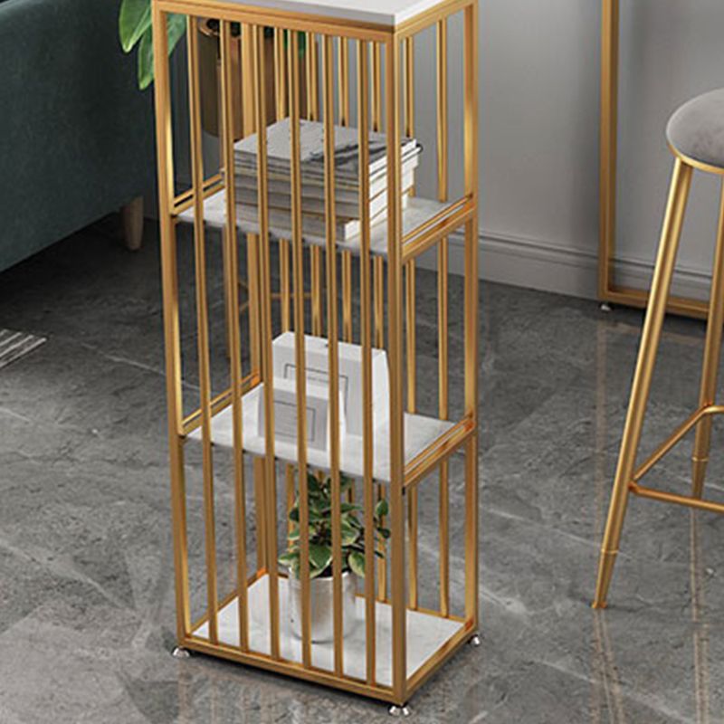 Modern Bar-height Table FauxMarble Top Bistro Bar Table with 3 Shelve