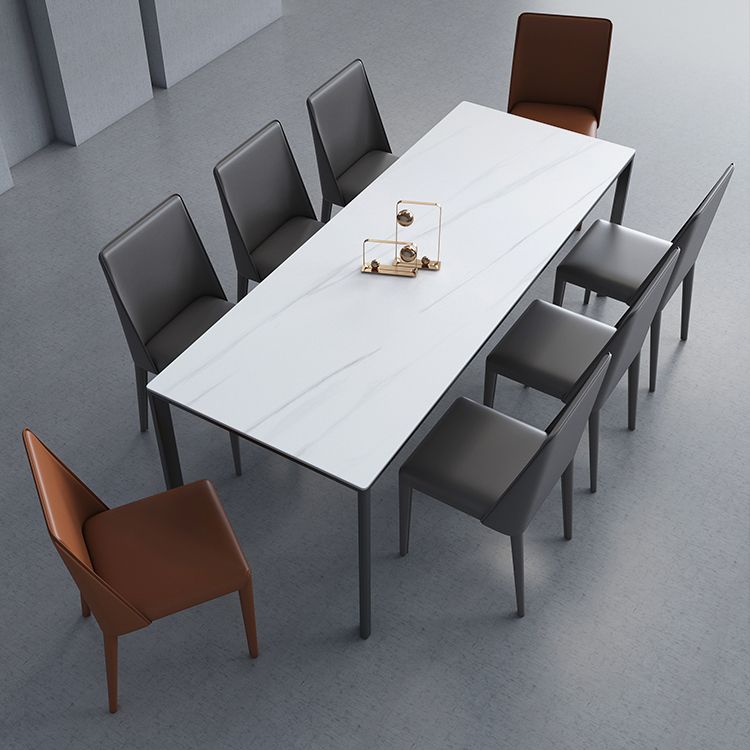 Gesinterde stenen eettafel industrieel zwart 4 poten basis rechthoektafel voor thuis