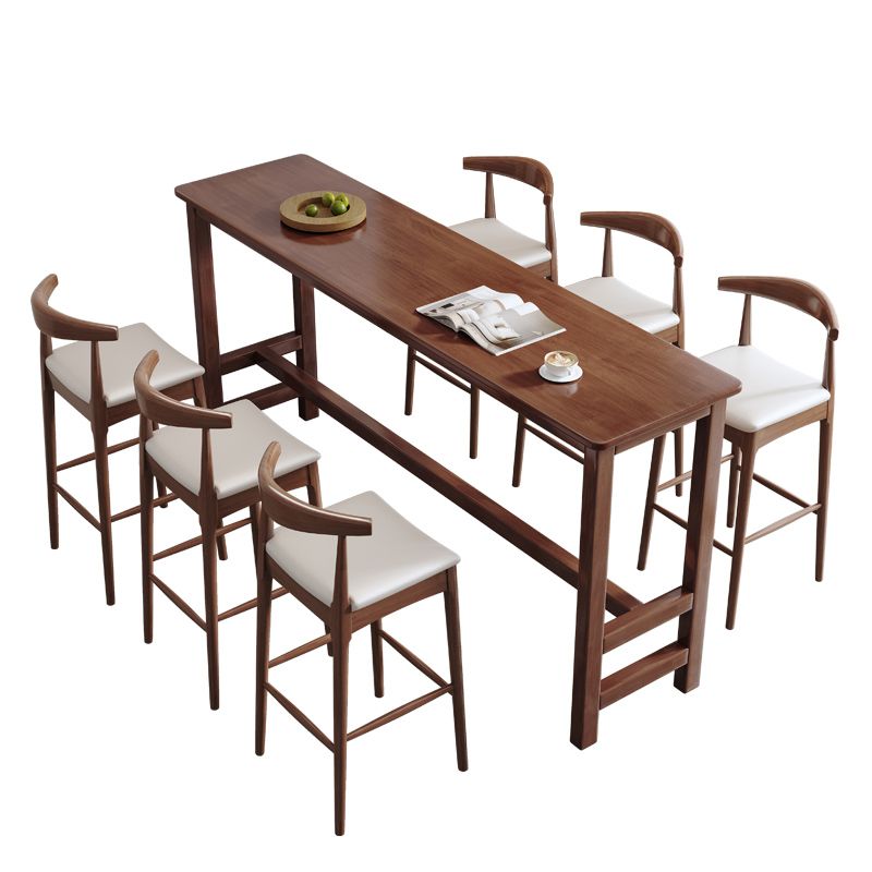 Contemporary Indoor Bar Dining Table Rectangle Wood Bar Stool Table