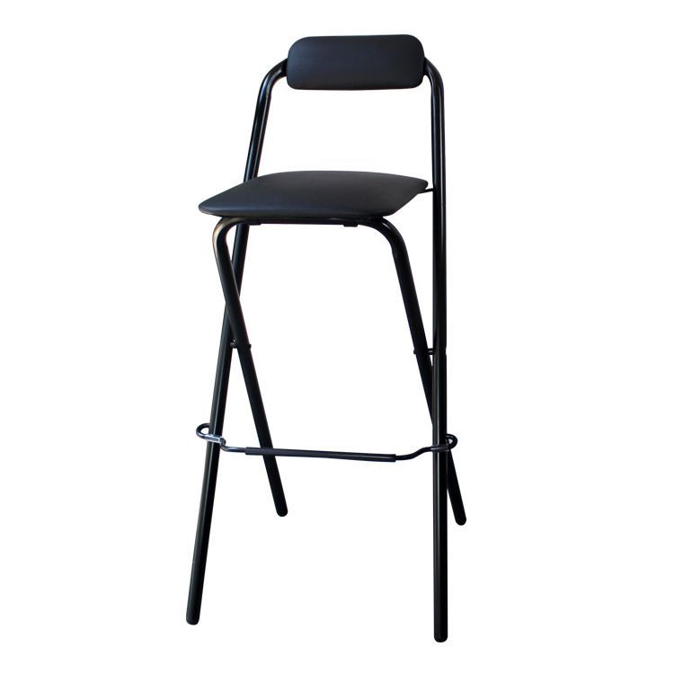 Taburete de bar plegable con respaldo moderno, taburete de bar de hierro para balcón con reposapiés
